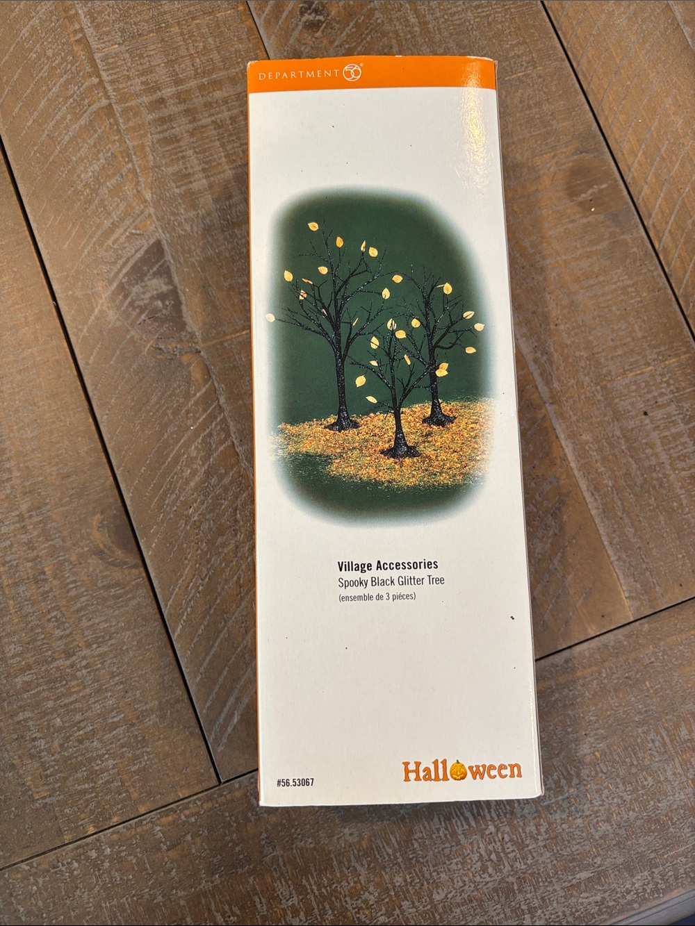 Department 56 Black Glitter Tree Set with Gold Leaves